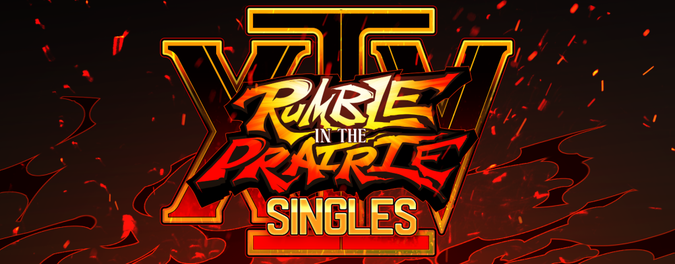 Event banner for Rumble in the Prairie XIV (heavily styled after Street Fighter V)